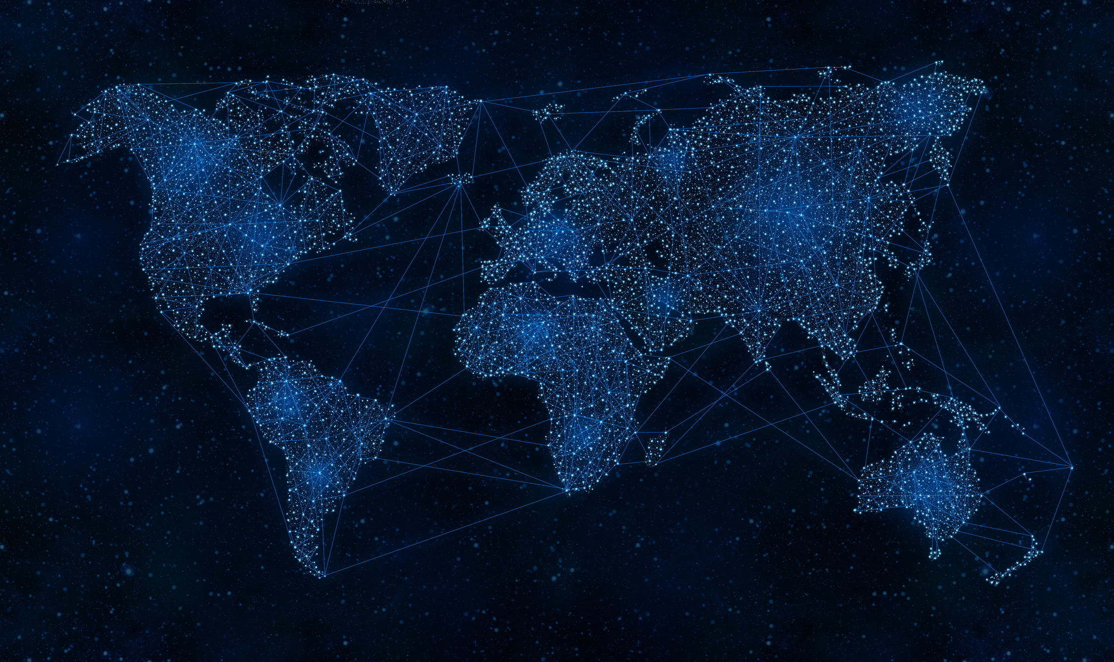 World Map on Night Sky Universe